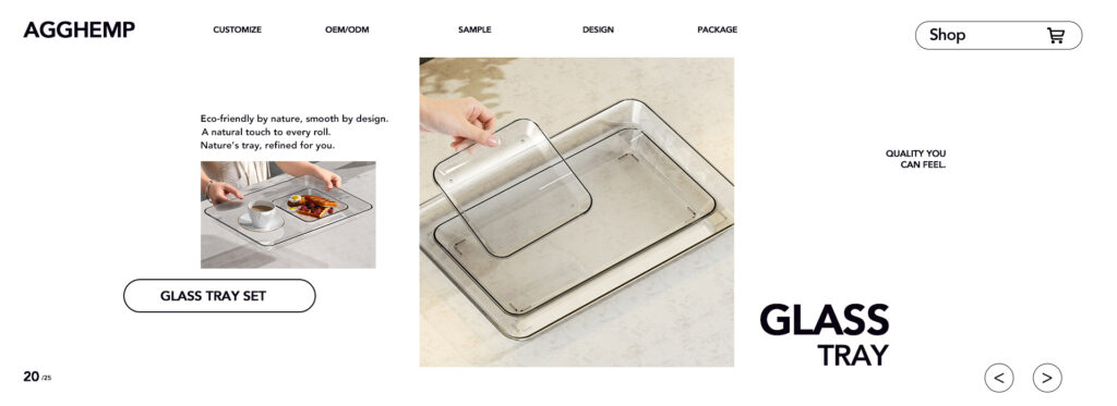 Large glass rolling tray