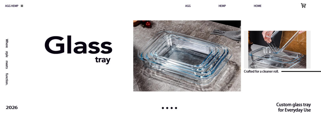 Large glass rolling tray